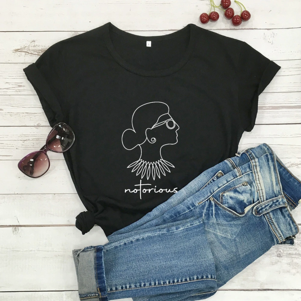 Ladies Funny T-shirt Ladies T-shirt Notorious Ladies Pattern Short Sleeve Lettering