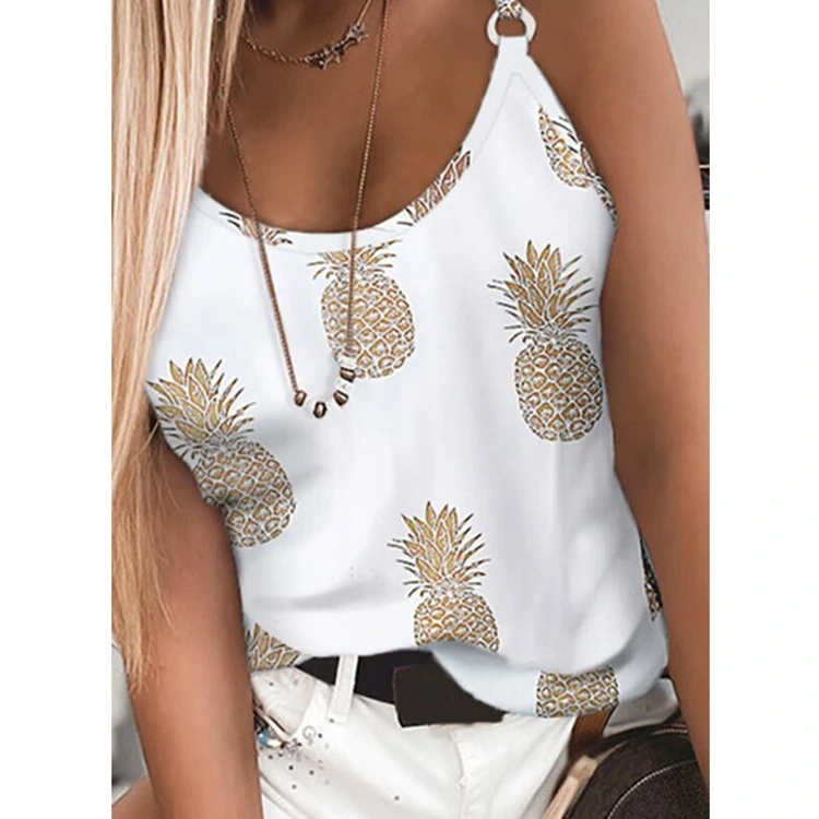 Sweet Girl Outfit Pineapple Print Suspender Top