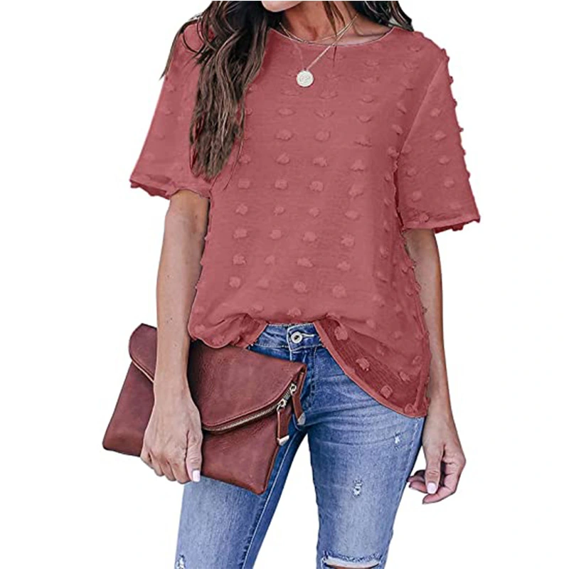 Embroidered Tulle Fake Two-piece Chiffon Short Sleeves