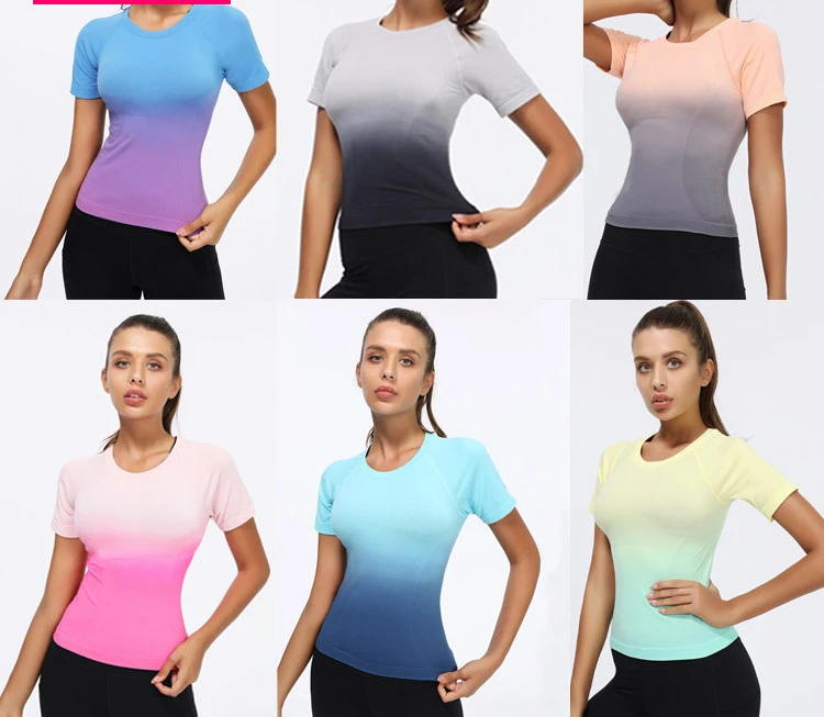 Quick-Drying Sports Short-Sleeved Women'S Tight-Fitting Yoga Wear T-Shirt Stretch Fitness Top