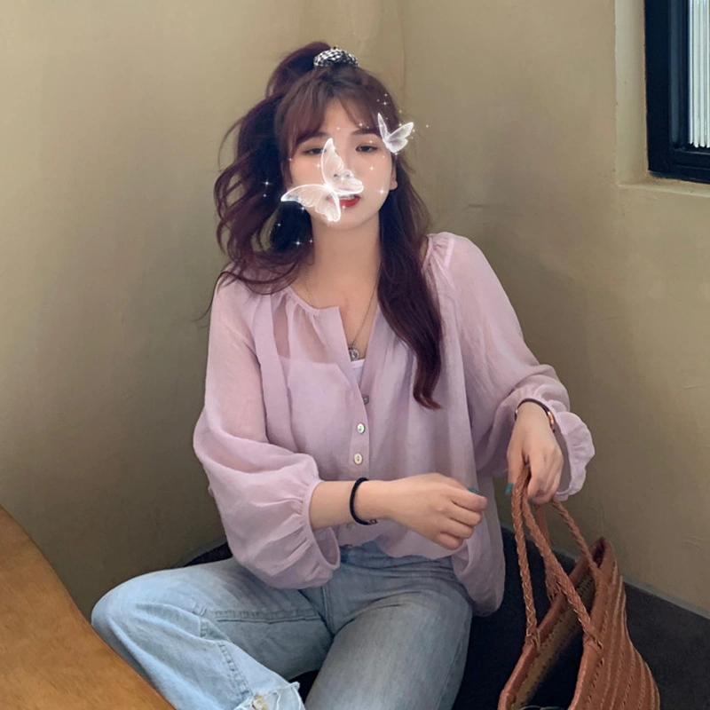 All-match Thin Shirt Female Design Sense Niche Spring New Korean Loose Top Sunscreen Shirt Shirt Tide