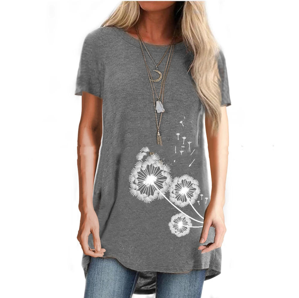 Round Neck Loose Casual Printed Top T-shirt