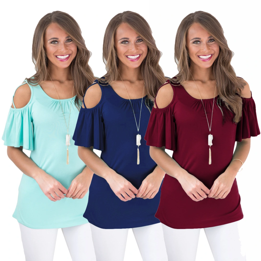 Summer New Round Neck Strapless Cross Strap Short-sleeved T-shirt Women
