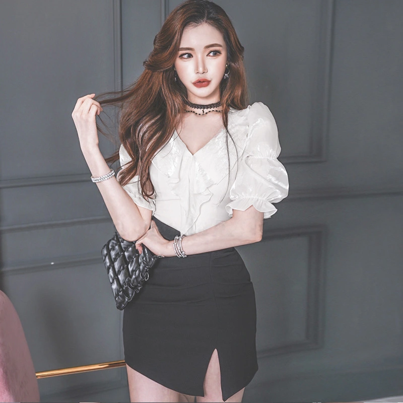 Professional OL Shirt With Ruffled Western Style And Fashionable Temperament Goddess Shirt