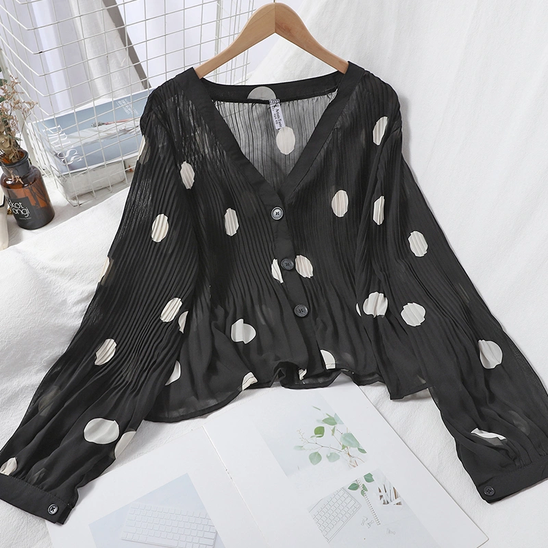 Women's Sunscreen Shirt Korean Version Was Thin Pleated Top Students