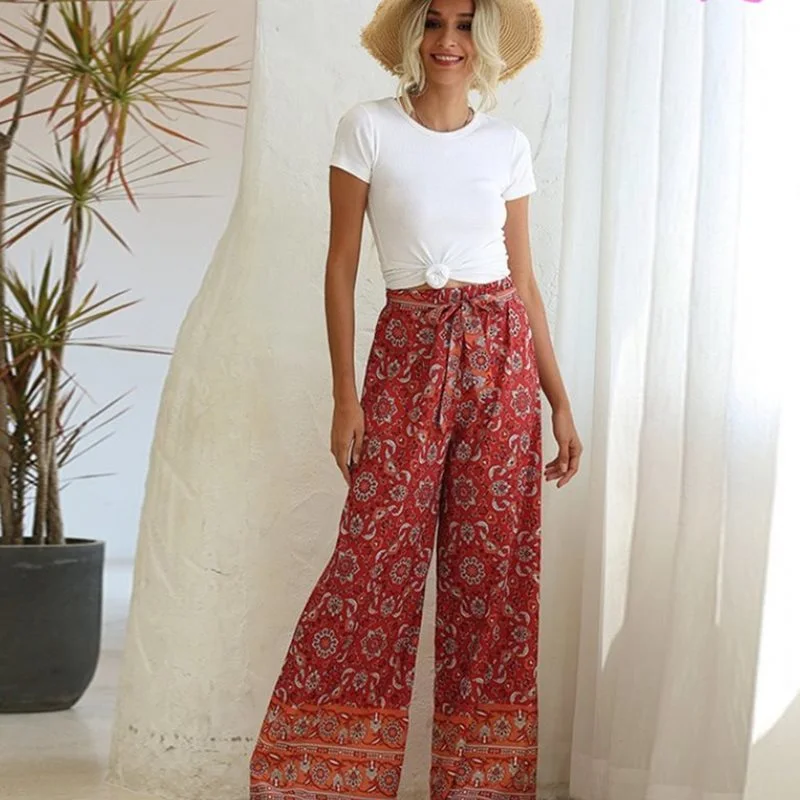 Women's Printed Loose Wide-leg Pants