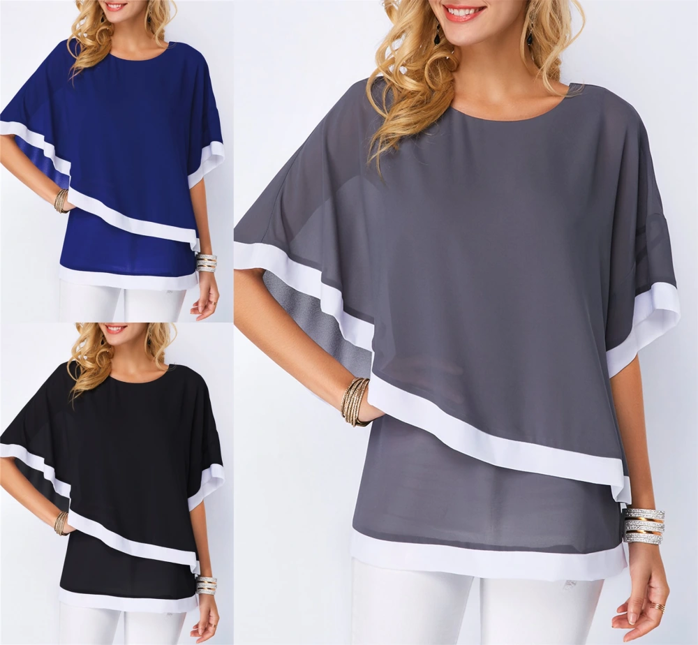Summer Women's Large Size Irregular Chiffon Shirt Women's Top