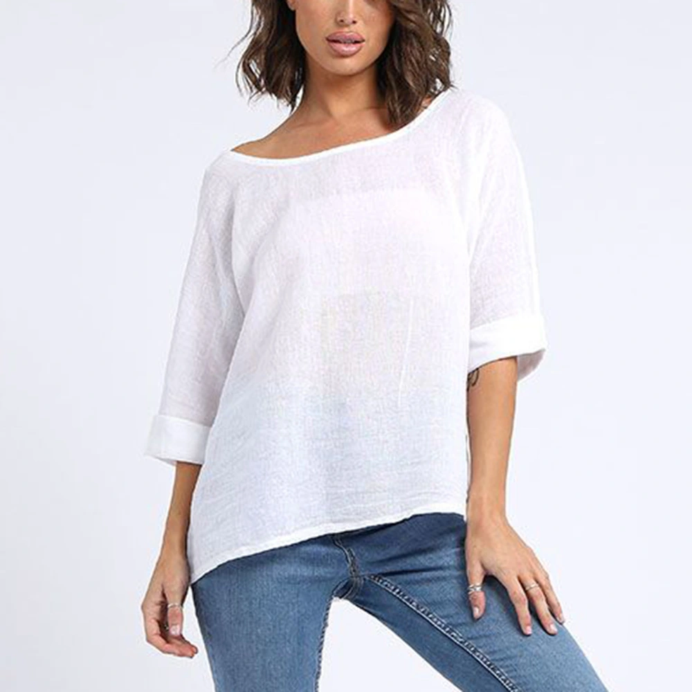 New Style Women's Blouse Plus Size Long-Sleeved Solid Color Casual T-Shirt
