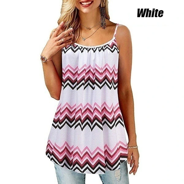 Summer Women's Printed Loose Large Sling Top
