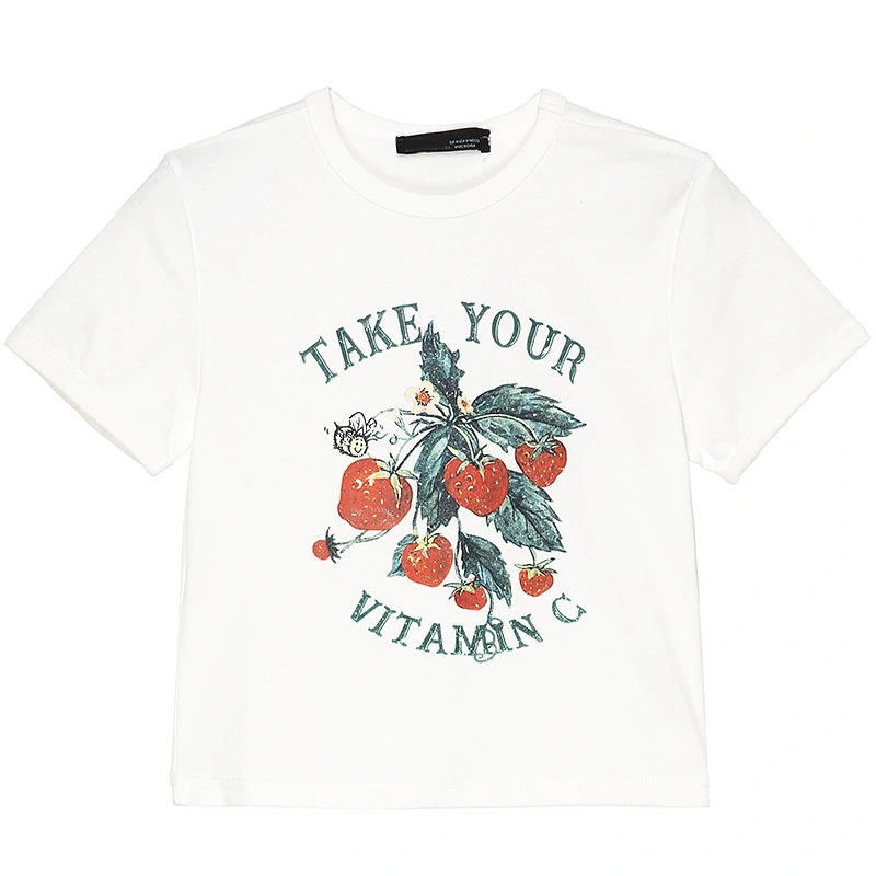 Round Neck Cotton Top Korean Printed T-Shirt