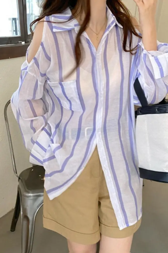 Striped Loose Thin Sunscreen Shirt