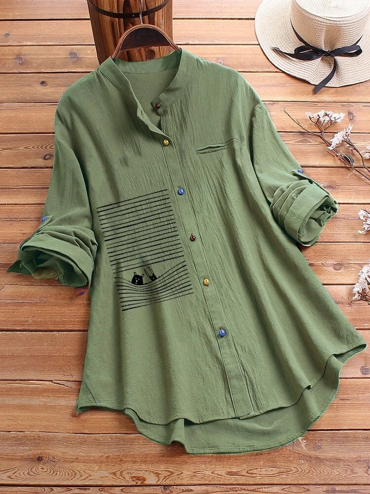 New Style Cotton Long-sleeved Blouse Fashion Casual Design