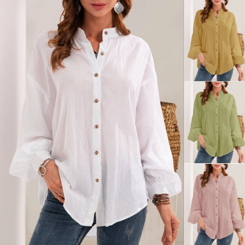 Large Size Long-sleeved Cotton And Linen White Shirt Student Retro Women's Clothing