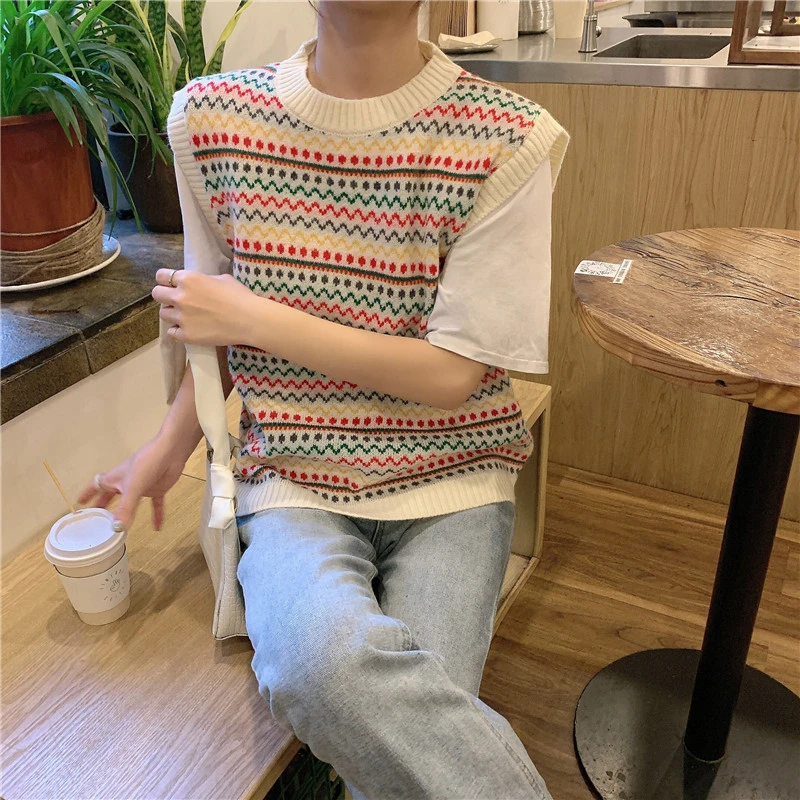 New Round Neck Knitted Outer Vest