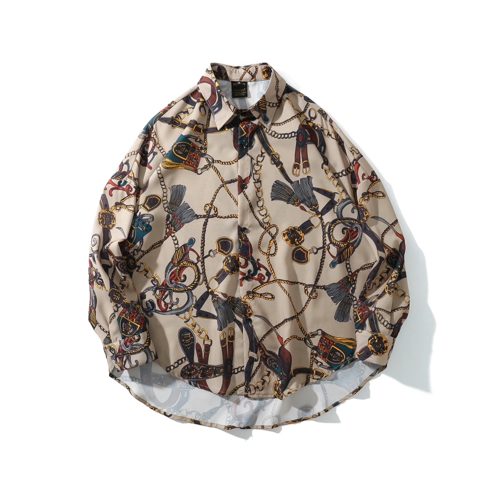 Ink Contrast Color Flower Shirt Loose Texture