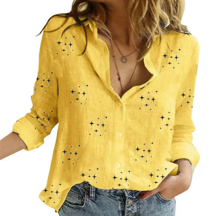 European And American Printed Loose Long-sleeved Top