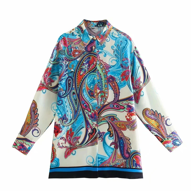 Casual Single-breasted Lapel Floral Shirt