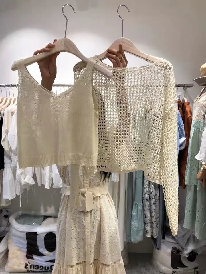 Two-piece Knitted Blouse V-neck Vest