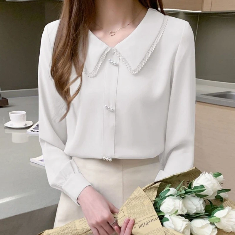 Korean Style All-match Long-sleeved Chiffon Shirt For Ladies