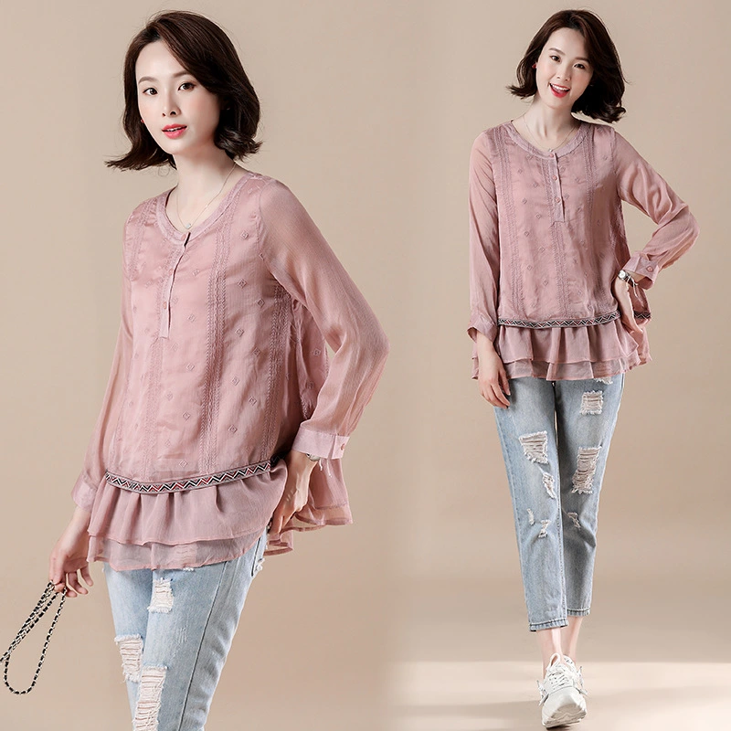 Women's round neck long sleeve bottoming shirt
