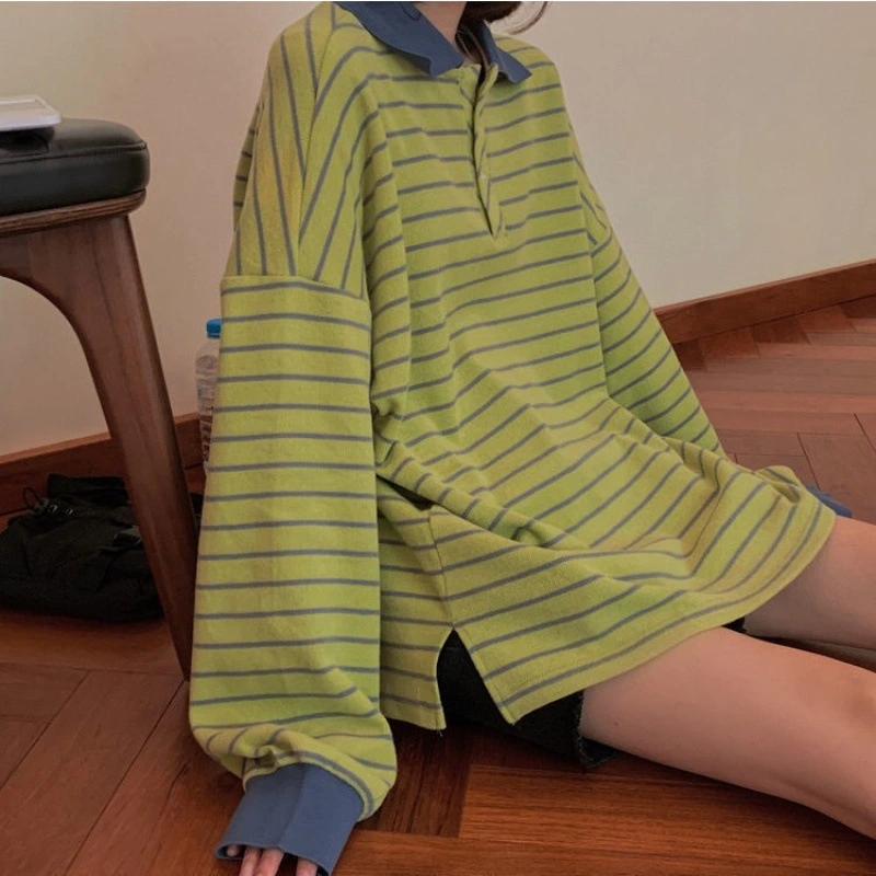 T-shirt girl student loose spring and autumn thin stripe