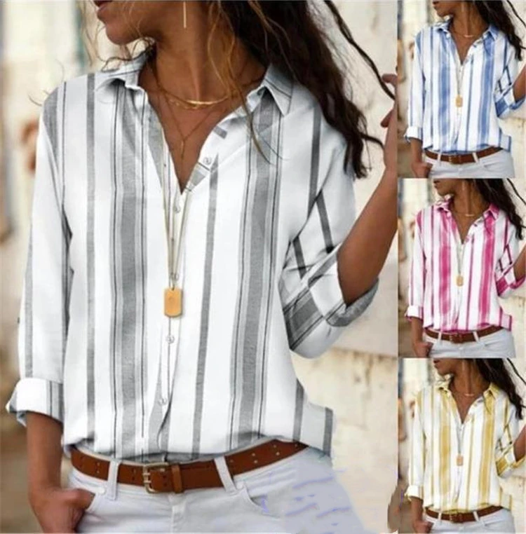 Women's cotton lapel loose shirt