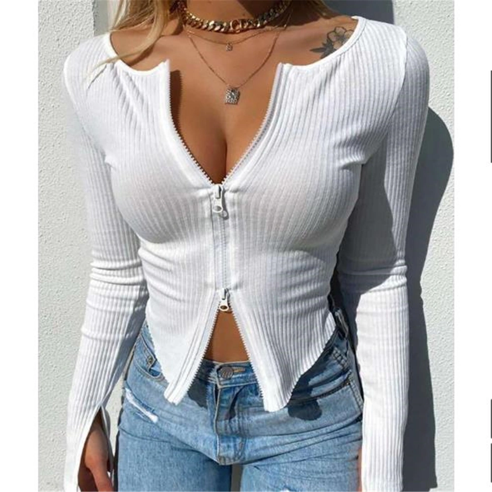 European And American Sexy Split Ribbed Shirt Jacket