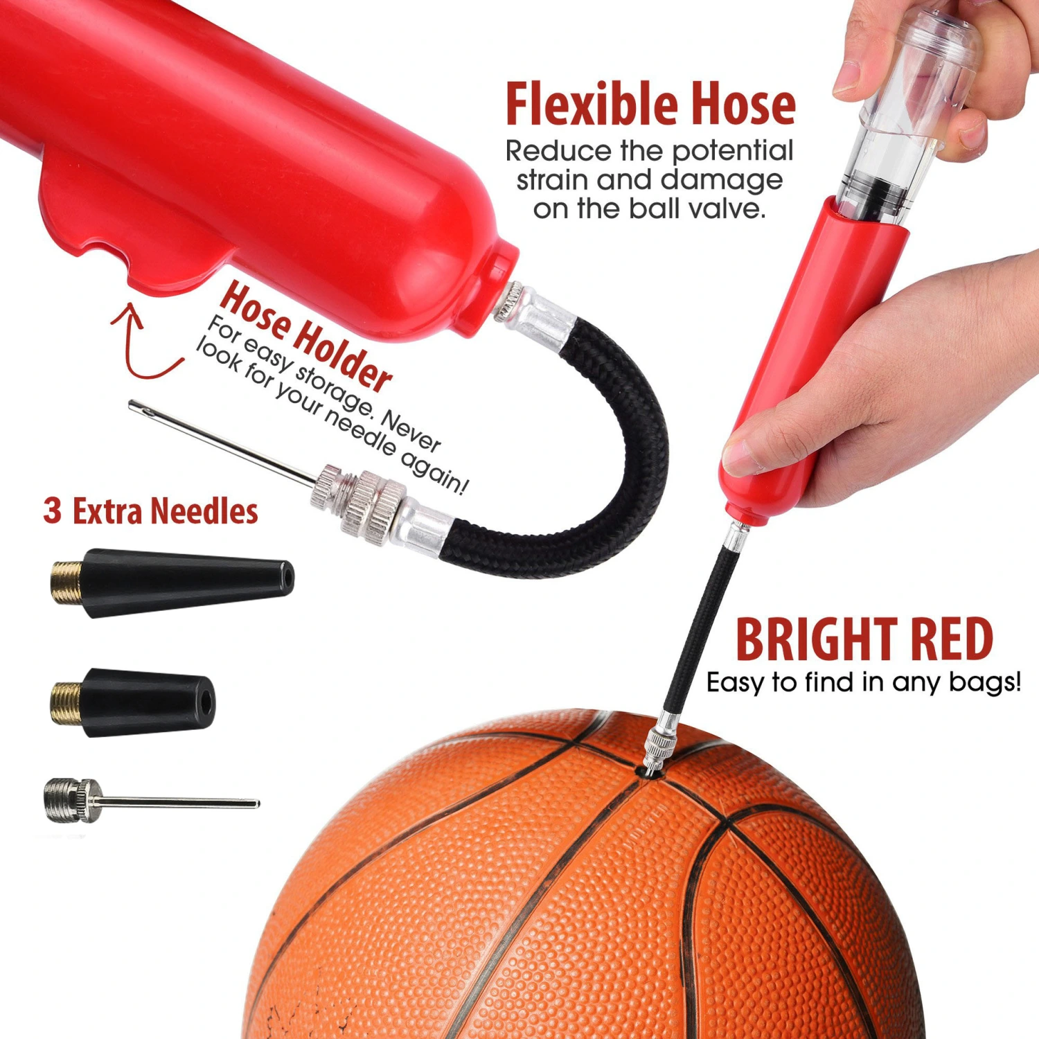 Portable basketball pump