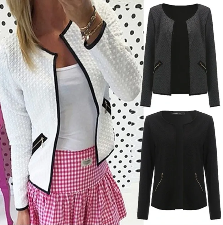 Long-sleeved wild cardigan with round neck zip