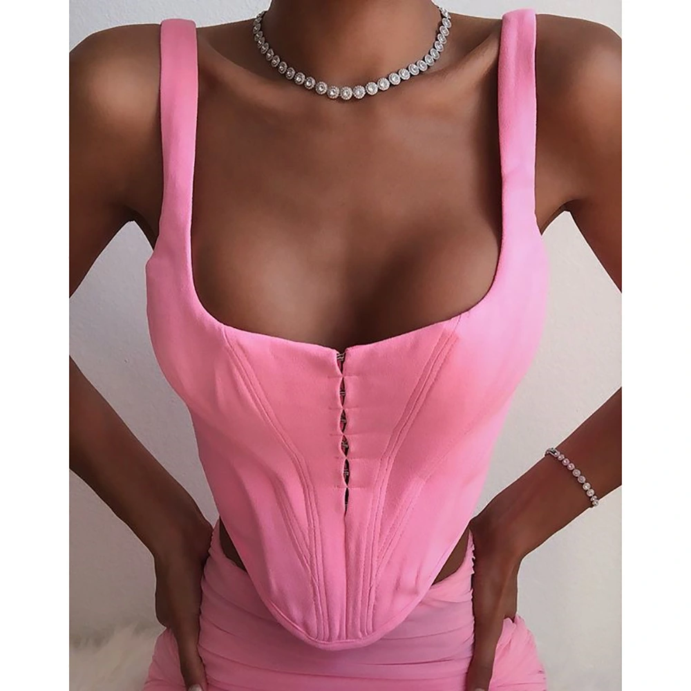 Diamond-shaped slim exposed navel halter vest