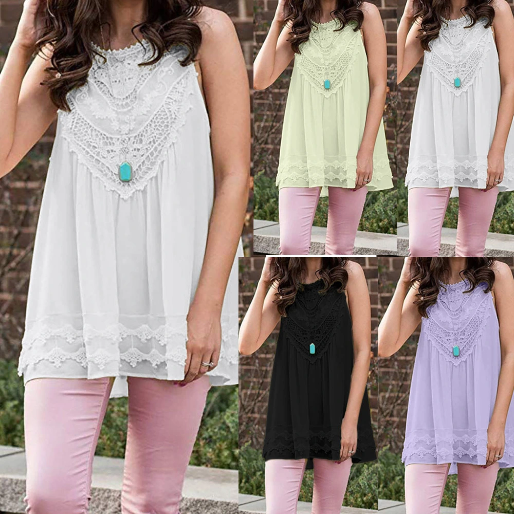 Lace shirt T stitching lace sleeveless top