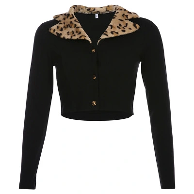Cardigan sexy leopard long-sleeved t-shirt women