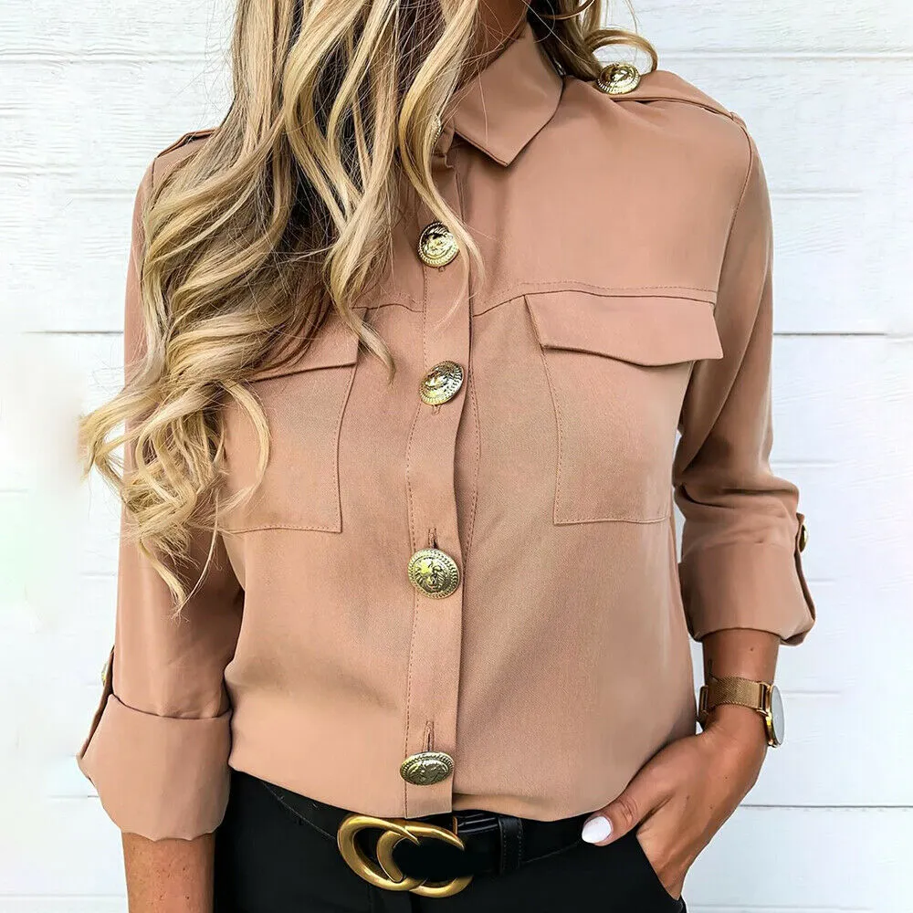 Buttoned Long Sleeve Shirt Top