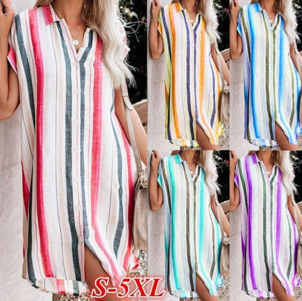 Striped loose short sleeves