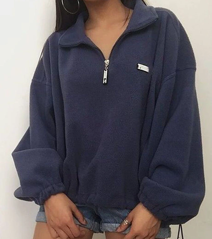 Women's Loose Velour Zipper Sweater In Autumn And Winter