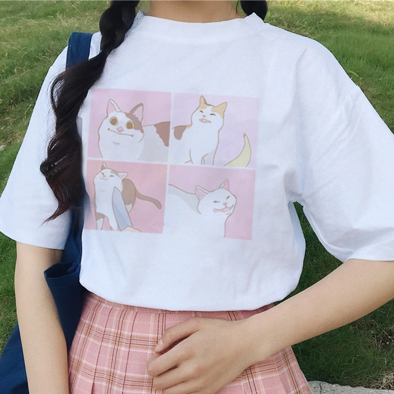 Multicolor multi-pattern women's printed T-shirt