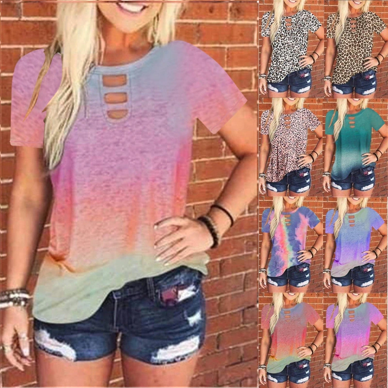 Women's summer tie-dye print T-shirt
