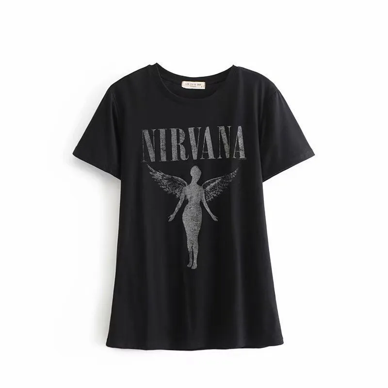 Angel wings print loose slim T-shirt
