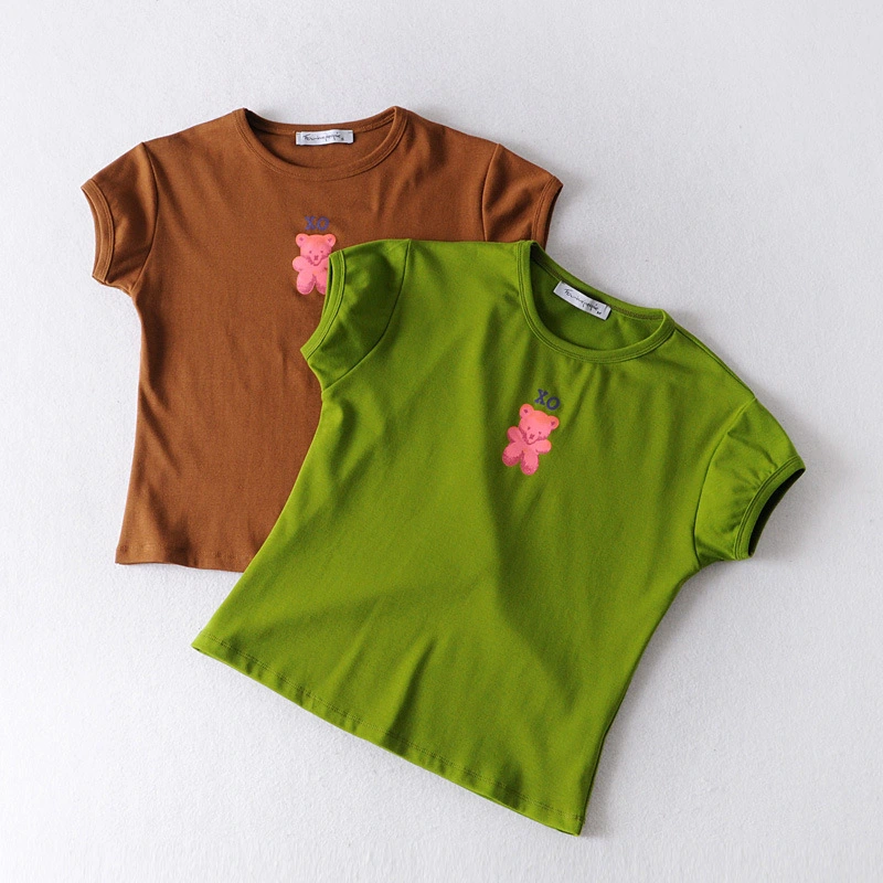 Women's New Bear Print Cotton Stretch T-shirt
