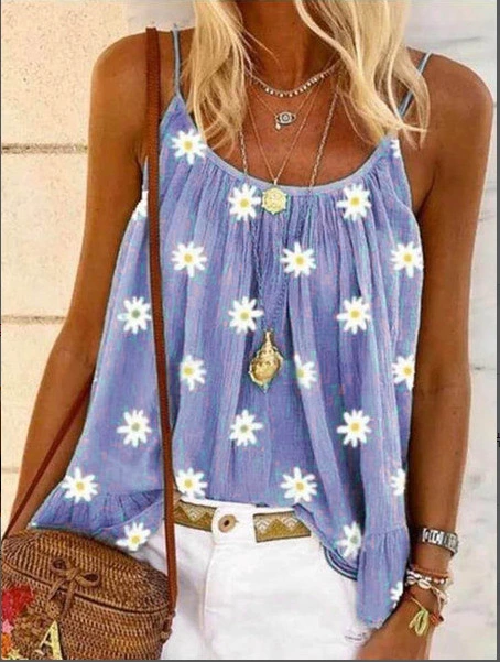 V-neck little daisy print vest camisole top women