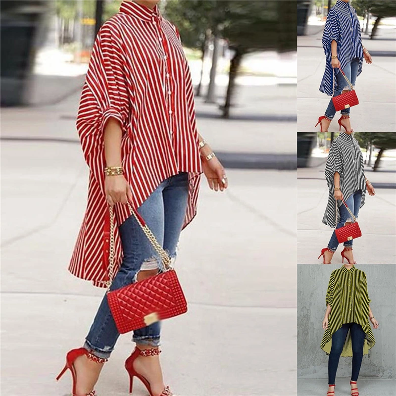 Loose Striped Tuxedo Shirt Dress
