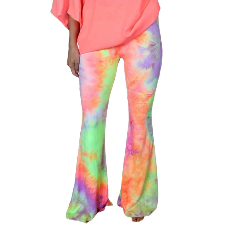 Tie-dye print flared pants