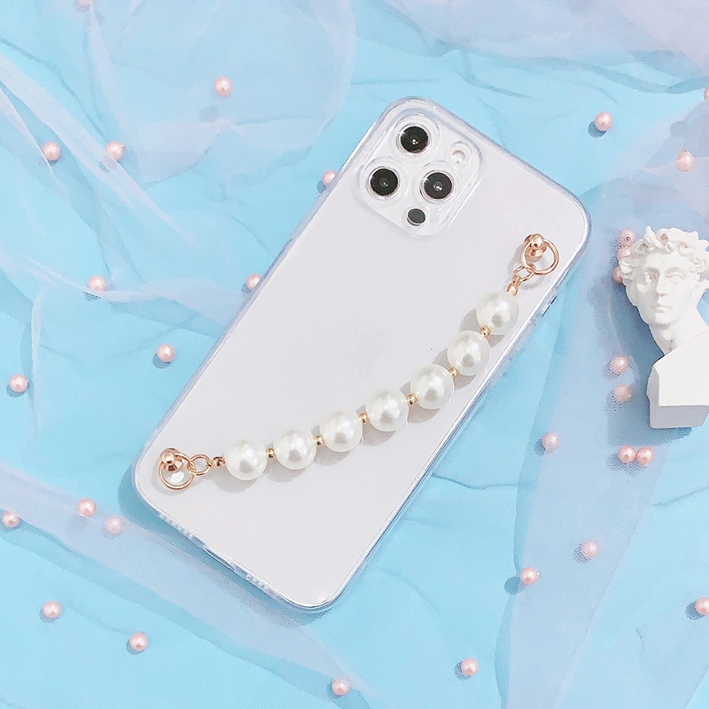 Transparent All-inclusive Soft Pearl Chain Phone Case