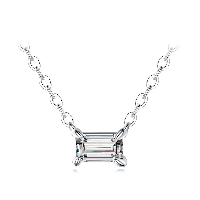 S925 Sterling Silver Elegant Cuboidal Zircon Necklace