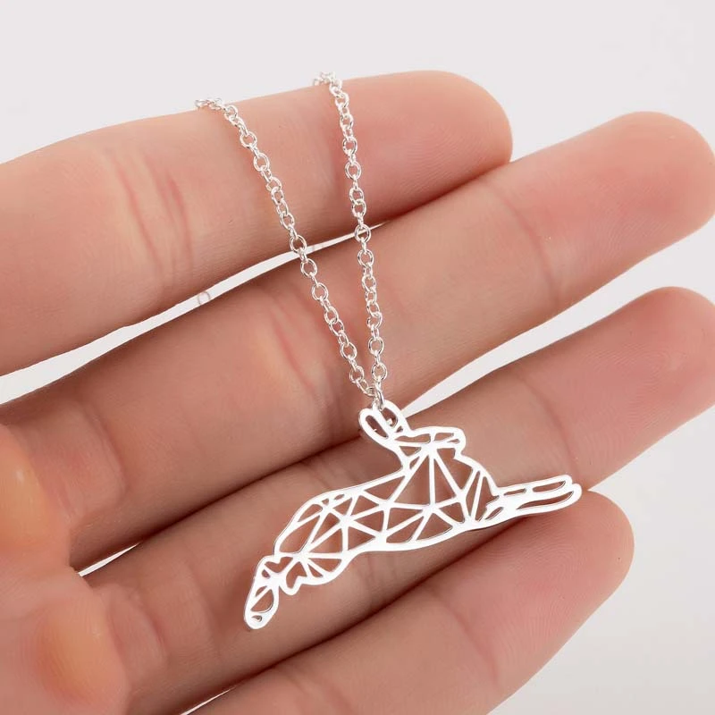 Hollow Stainless Steel Running Rabbit Necklace