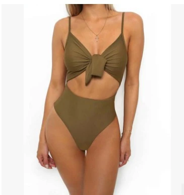 Sexy Tie-Knot Printed One-Piece Swimsuit With Chest Pad