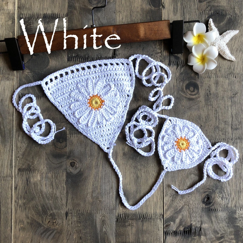 Sexy Beach Hollow Bikini Bottoms Handmade Crochet Sunflower Swimming Shorts