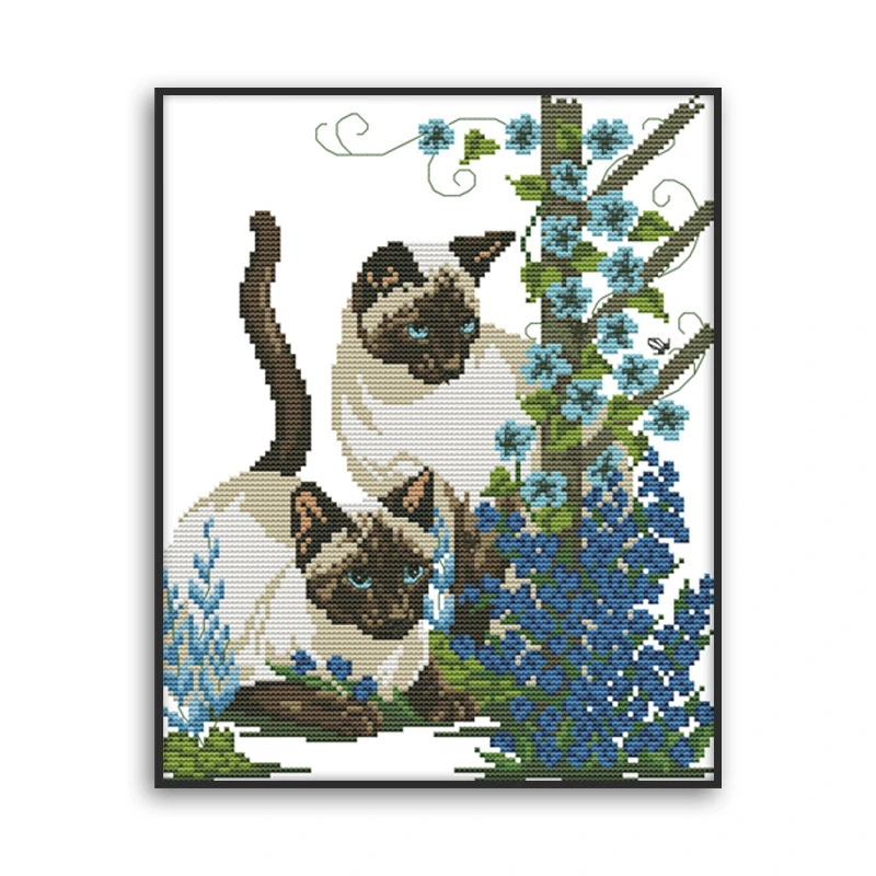 Cross stitch two kittens