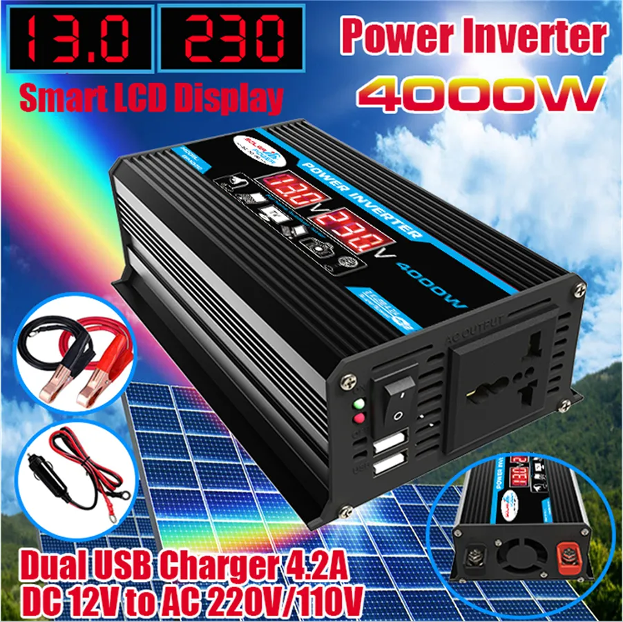 Car Power Inverter USB Voltage LED Display