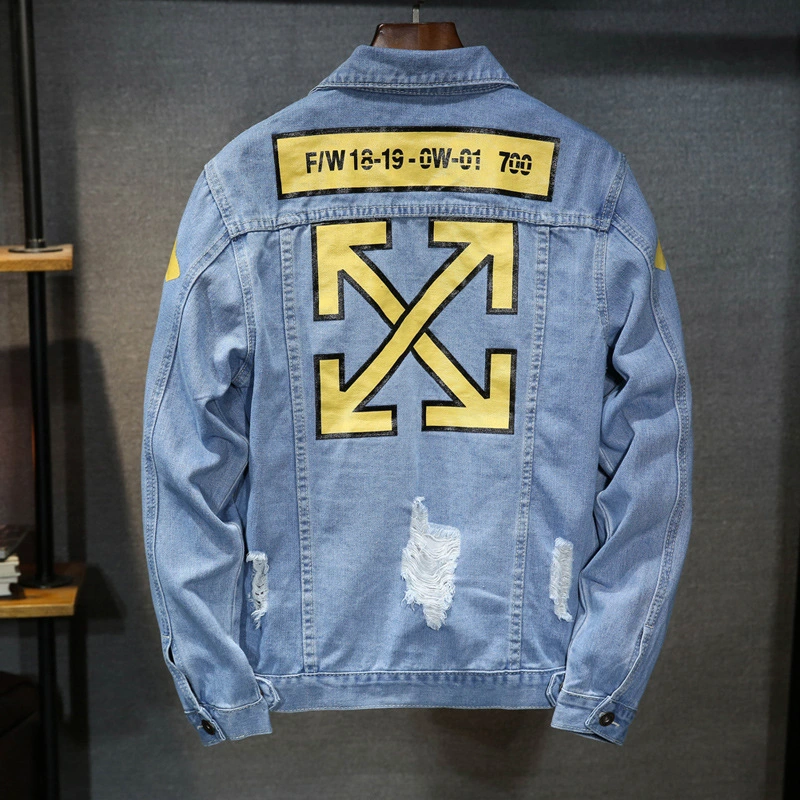European And American Men'S Jackets Spring And Autumn Casual Men'S Fashion Printed Denim Jacket Men